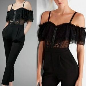 EXPRESS Black Lace Corset Jumpsuit Sz 6 Witchy Whimsygoth Sexy Y2K Holiday 2000s